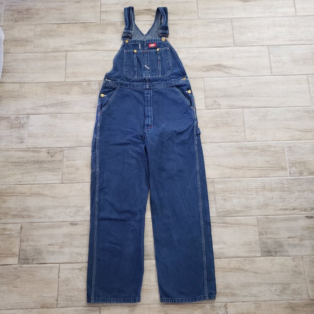 Dickies Overalls Men's Farmer Dark Denim Work Outdoor Triple Seam Carpenter